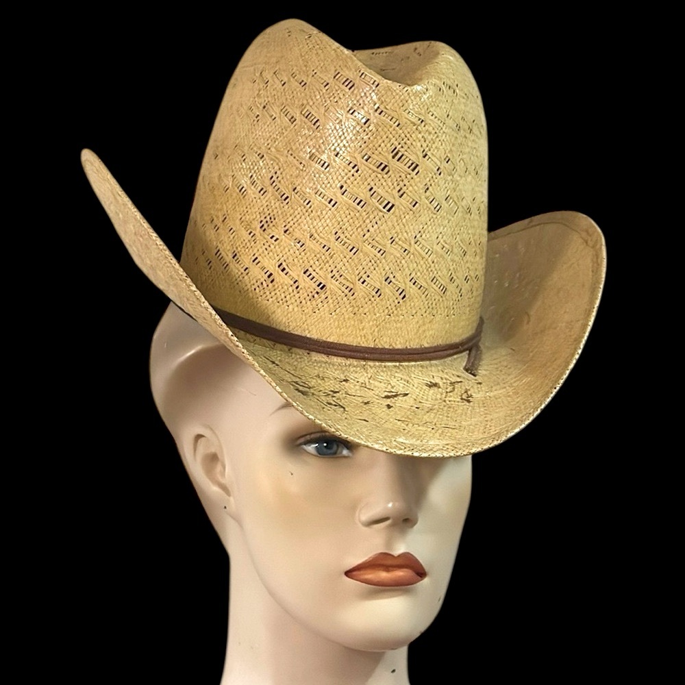 Vintage Firm Natural Straw Cowboy Hat - Picture 1 of 17